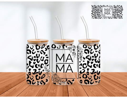 "Mama" Leopard Print Libbey Glass