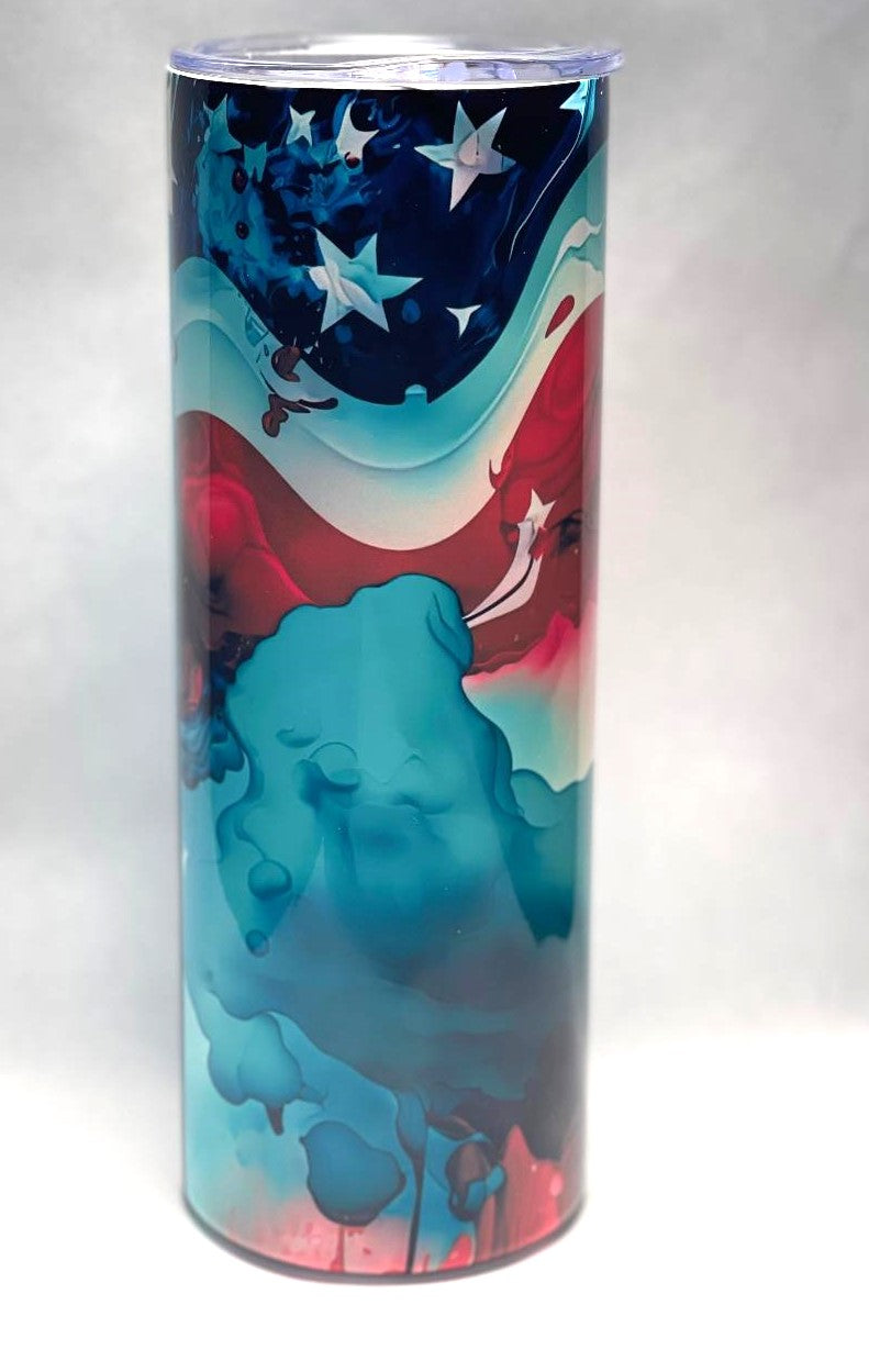 Alcohol Ink American Flag Tumbler