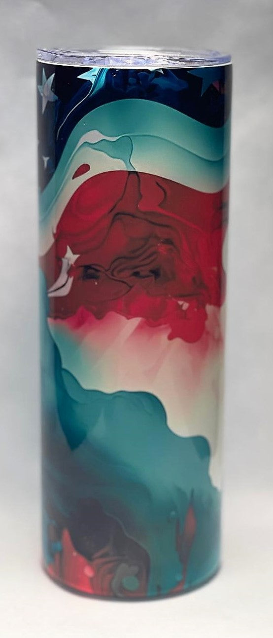 Alcohol Ink American Flag Tumbler