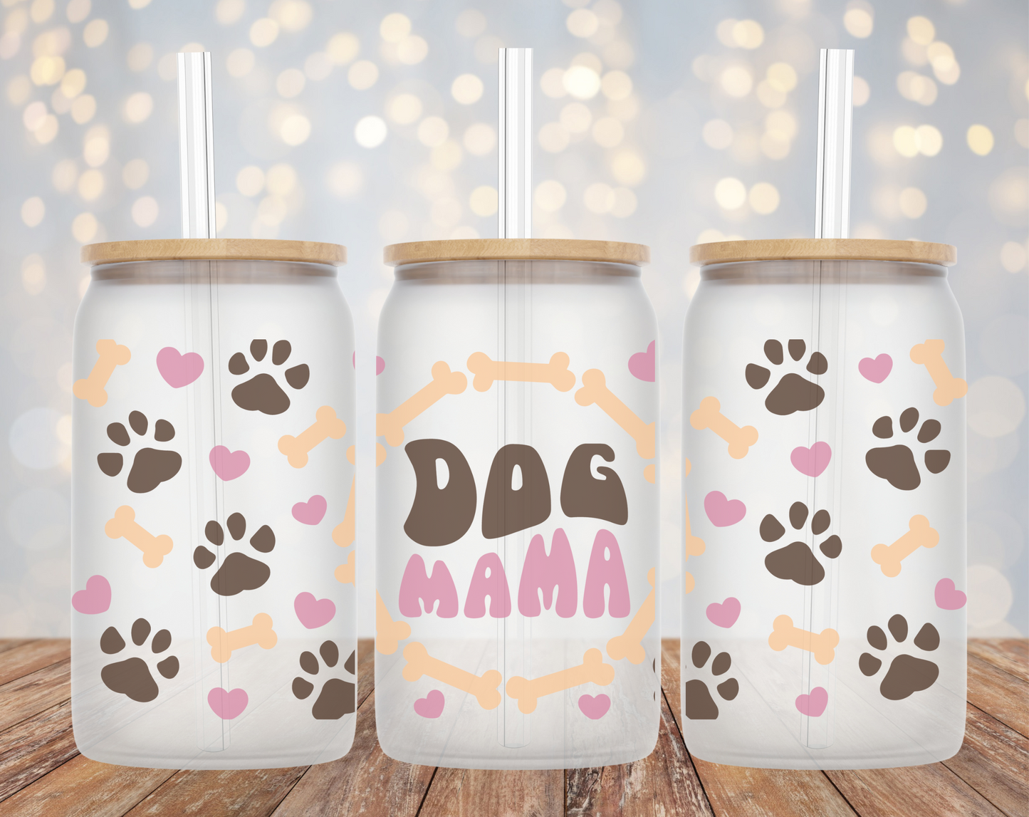Dog Mom Frosted Libbey Glass