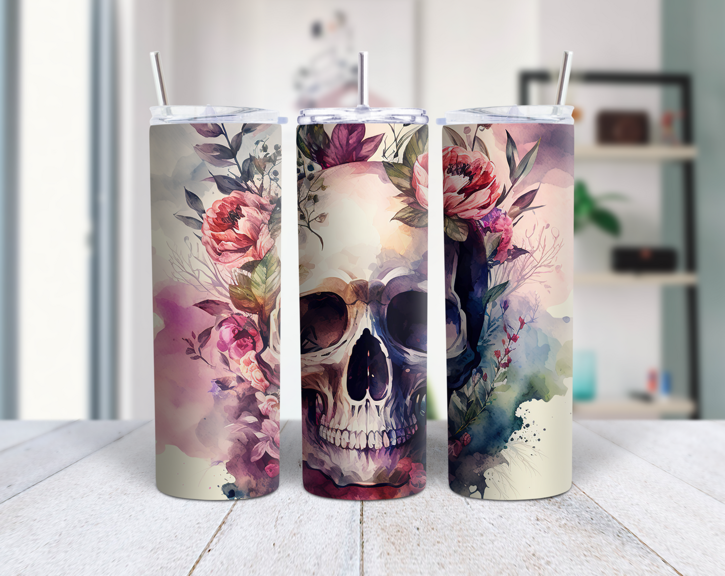 Floral Skull Tumbler