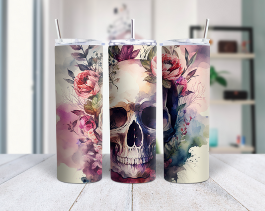 Floral Skull Tumbler